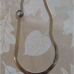 18kt stamped Thick herringbone‎ gold necklace 30 inch gold bonded